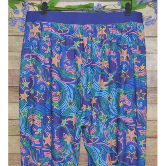 Pop Fit Cheek Boss Purple Joggers Pajama Pants Size XL Groovy Pattern Pockets - Picture 6 of 9